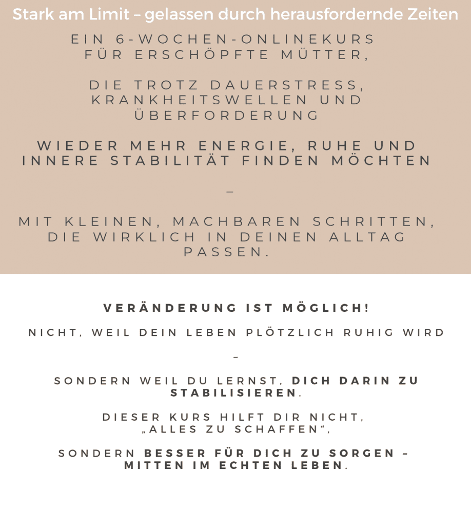 Gelassen durch herausfordernde Zeiten - ein 6 Wochen Onlinekurs für erschöpfte Mütter von Easy Family